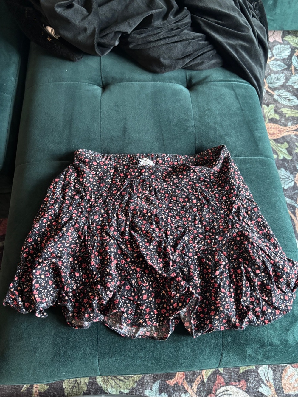 Black Ditzy Floral Mini Skirt - Women's